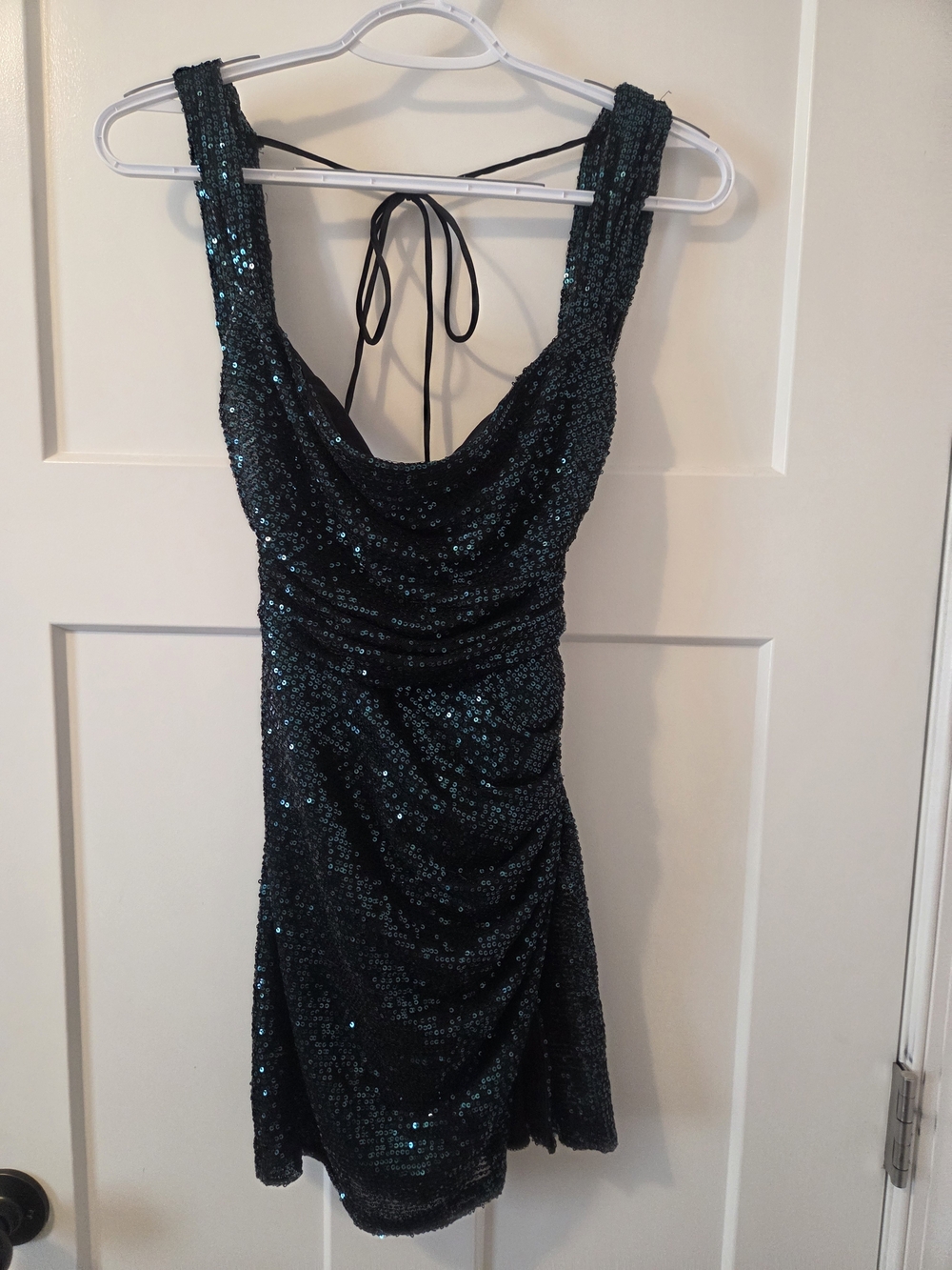 Lucy in the Sky Green and Black Sequin Cowl Mini Dress
